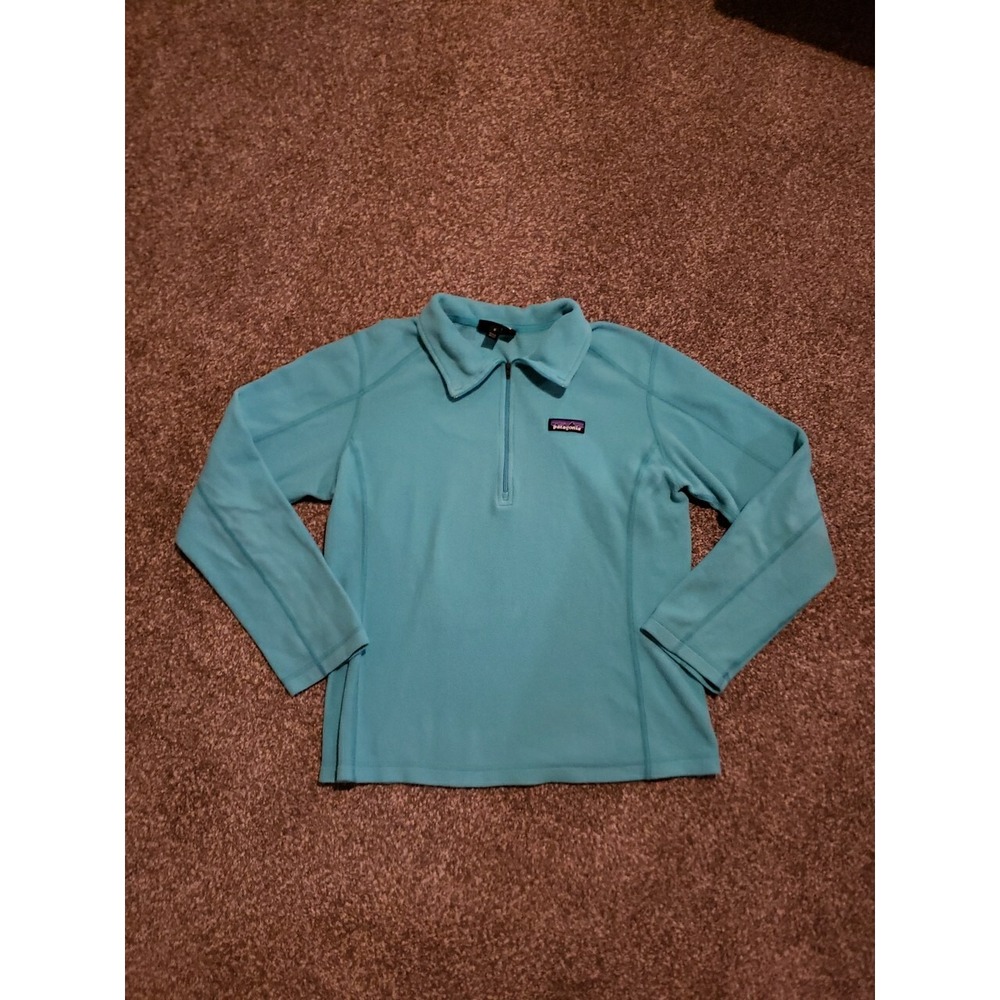 Patagonia Blue Womens quarter zip Lightweight fleece sweater Medium Euc Outdoor